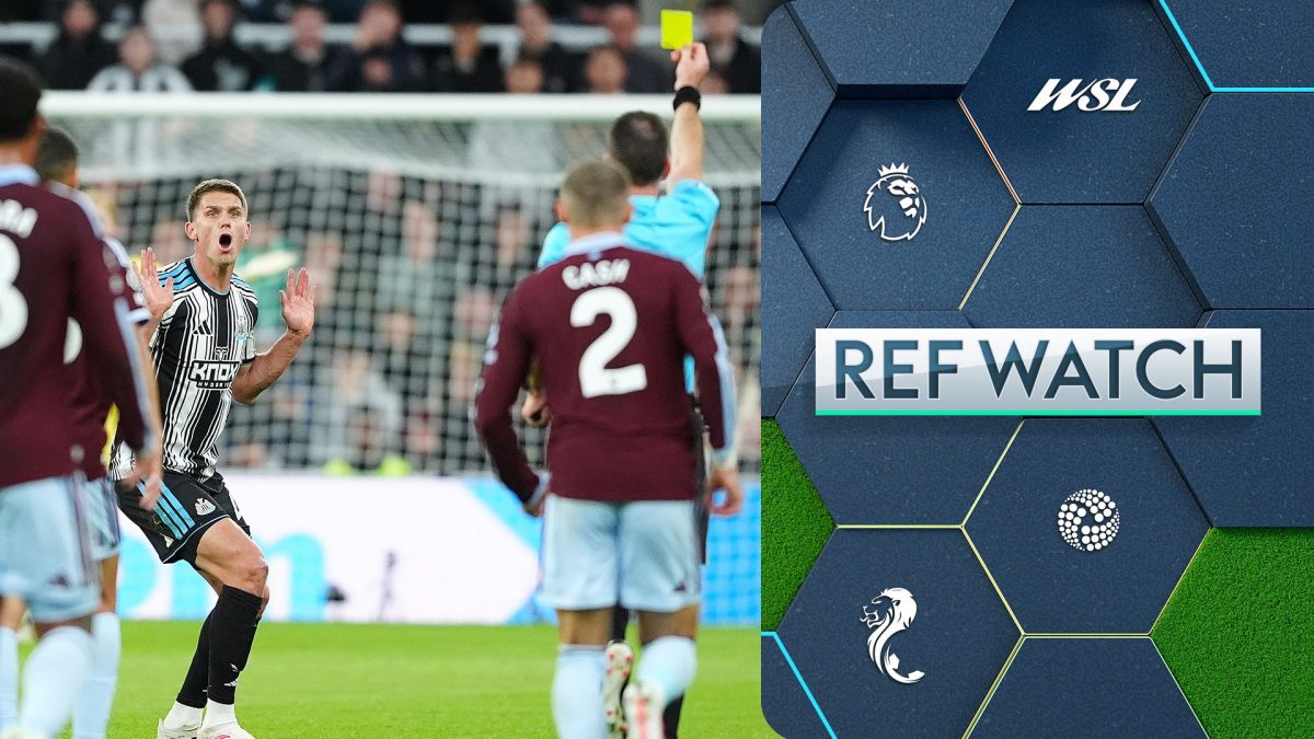 سفن بوتمن لاعب نيوكاسل في لقطة تحكيمية أمام أستون فيلا بعد تدخل على نيكولاس جاكسون